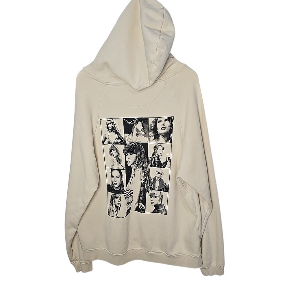 Taylor Swift The Eras Tour Beige Hoodie Graphic Print Adult Large Oversized